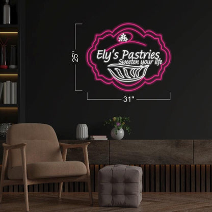 Elys Pastries Pink And White Sweeten Life Led Neon Sign For Bakery Cafe | Shineneon
