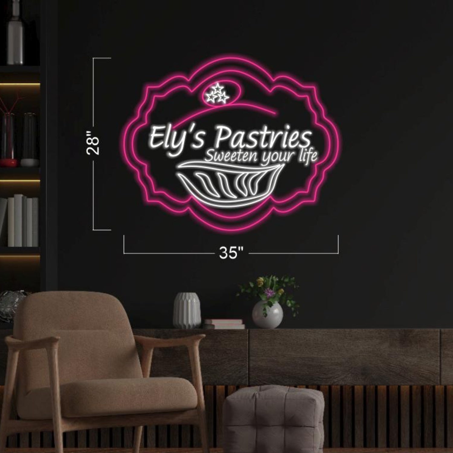 Elys Pastries Pink And White Sweeten Life Led Neon Sign For Bakery Cafe | Shineneon