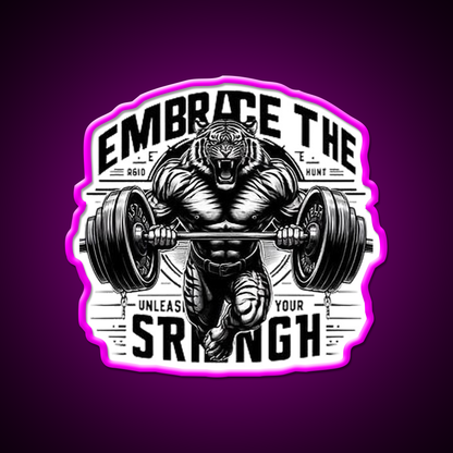 Embrace The Strength Gym Fitness Led Neon Sign Rgb Color