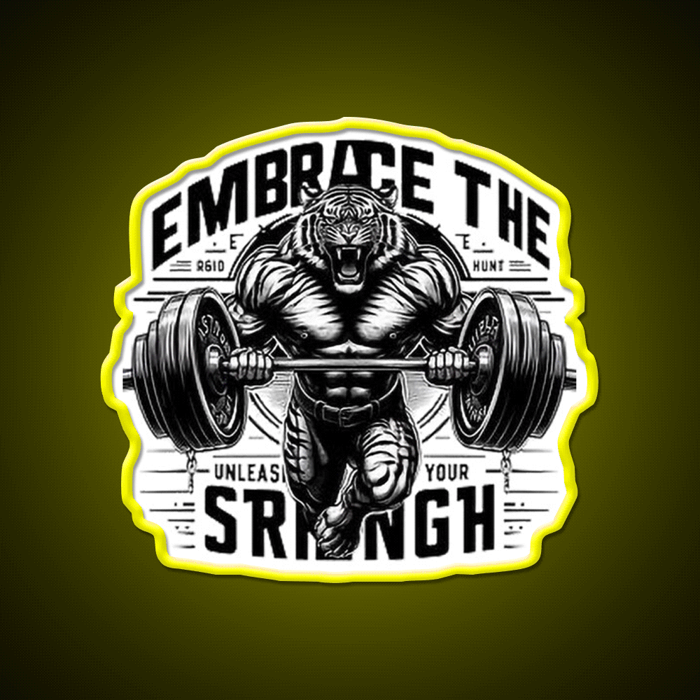 Embrace The Strength Gym Fitness Led Neon Sign Rgb Color - Custom LED neon sign front view