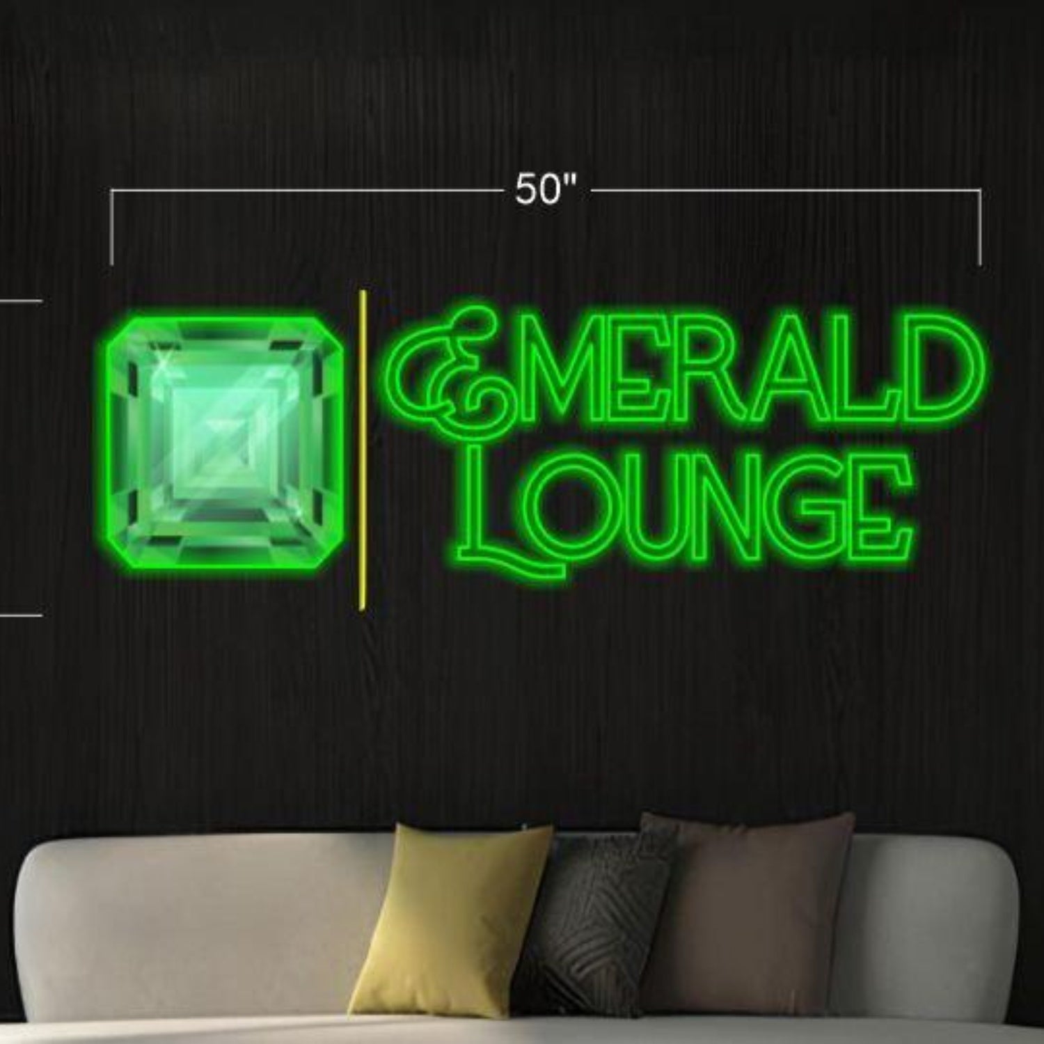 Emerald Lounge Emerald Green Square-Cut Gem Led Neon Sign For Bar Lounge Decor | Shineneon
