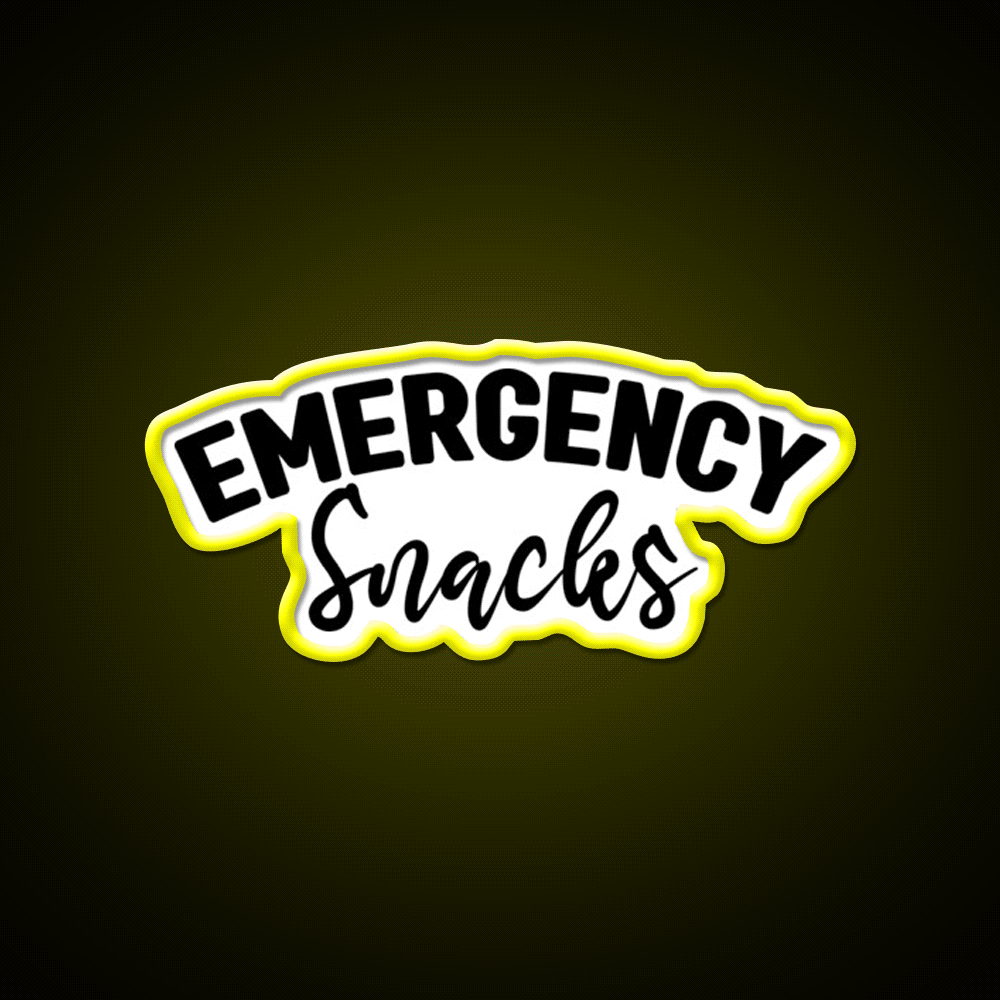 Emergency Snacks Zipper Pouch Snack Food Led Neon Sign Rgb Color - Custom LED neon sign front view