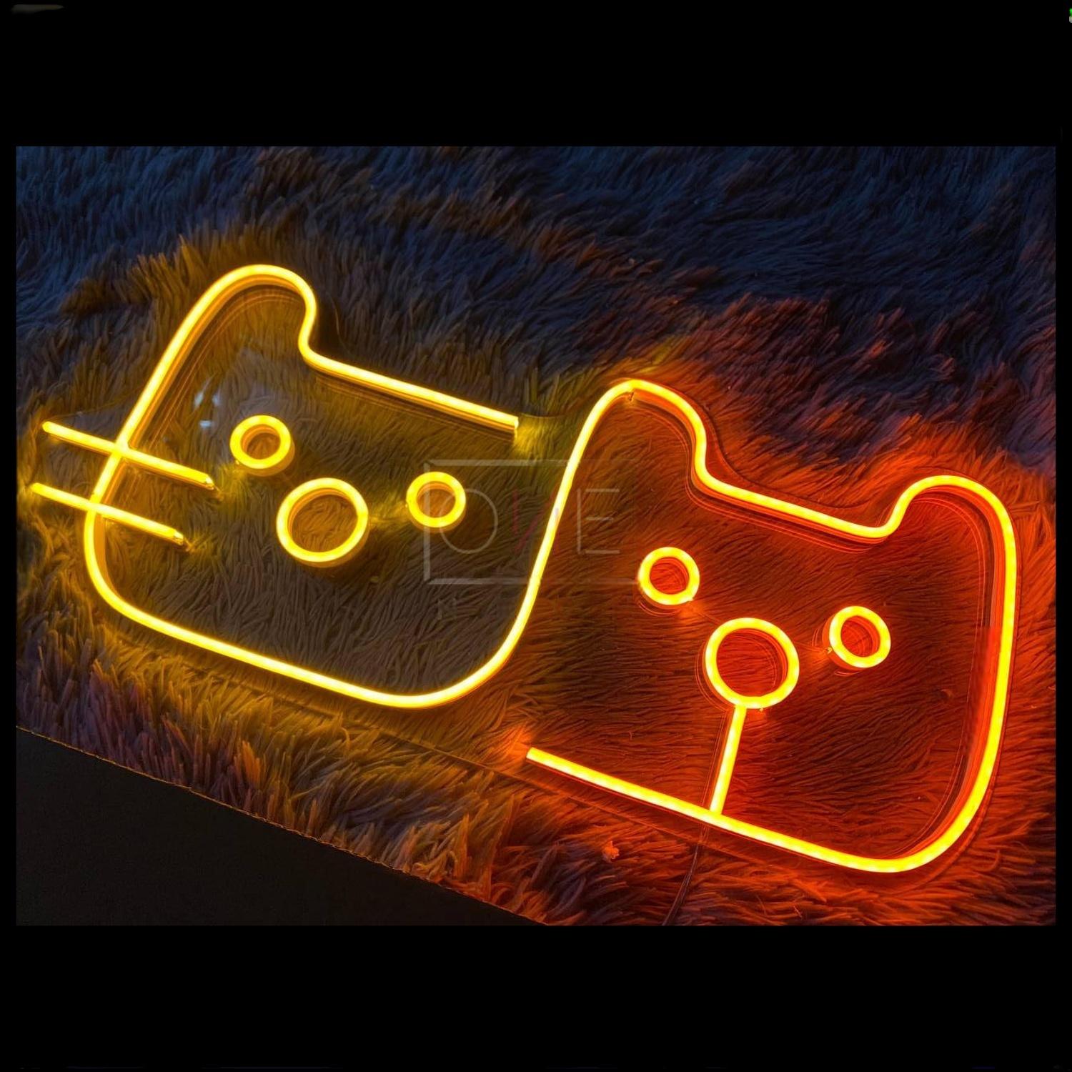 Emoji Cat Dual-Tone Led Neon Sign For Indoor Home Decor | Shineneon