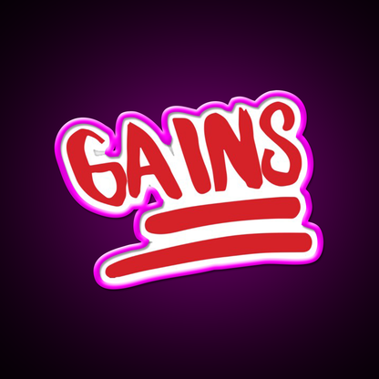 Emoji Gains Gym Fitness Led Neon Sign Rgb Color - Neon sign mounted on wall in room