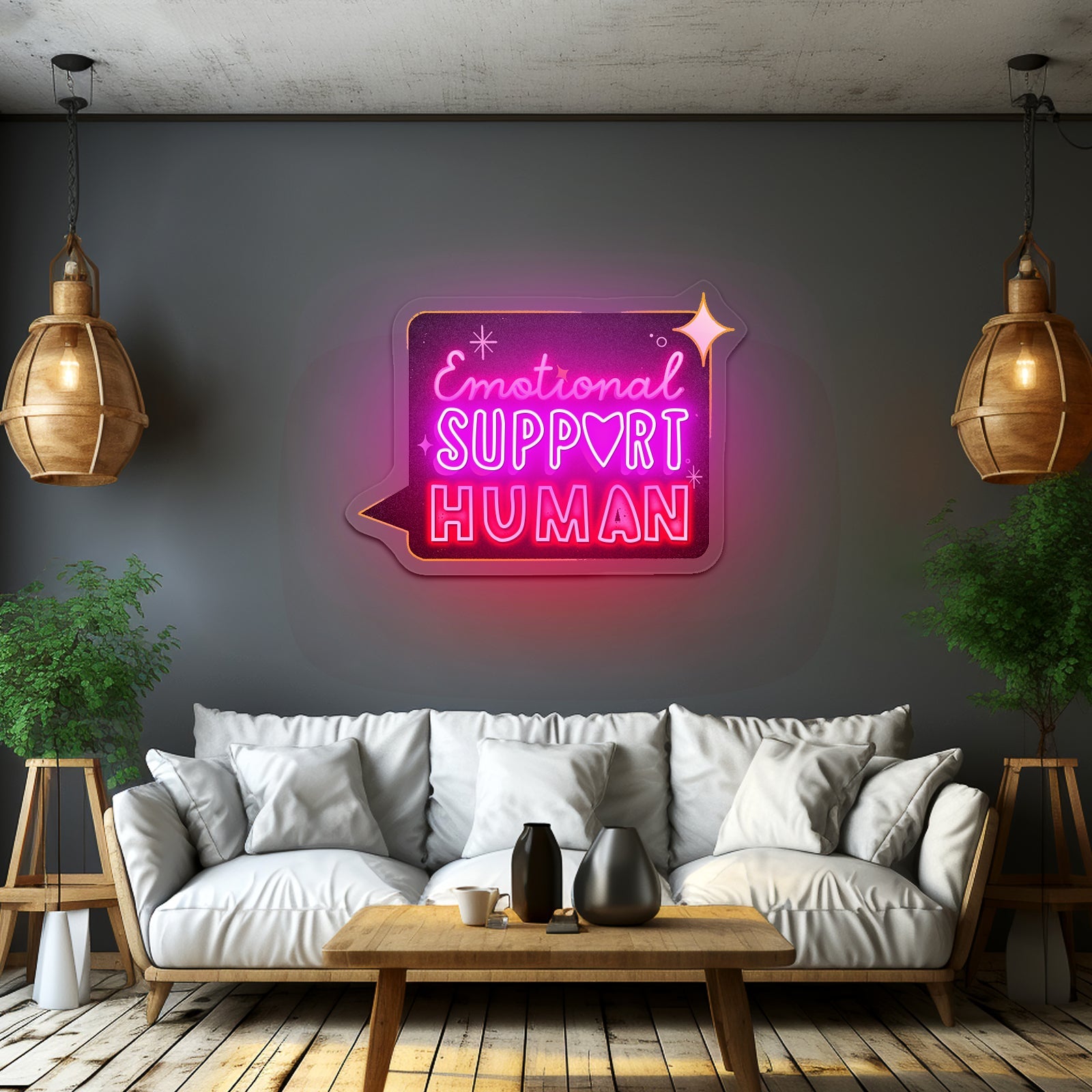 Emotional Support Human Neon Signs Led Signs For Room - Shineneon