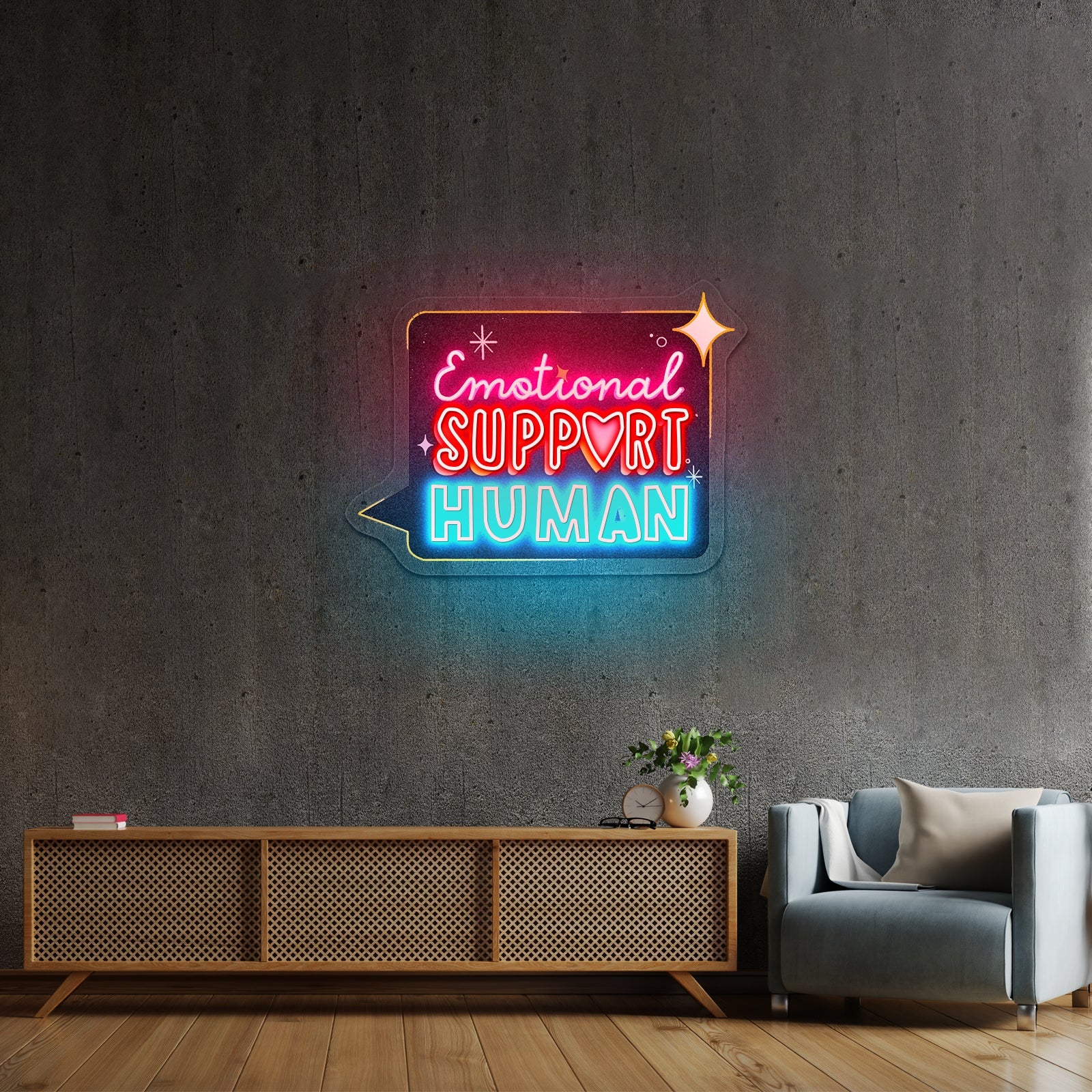 Emotional Support Human Neon Signs Led Signs For Room - Shineneon