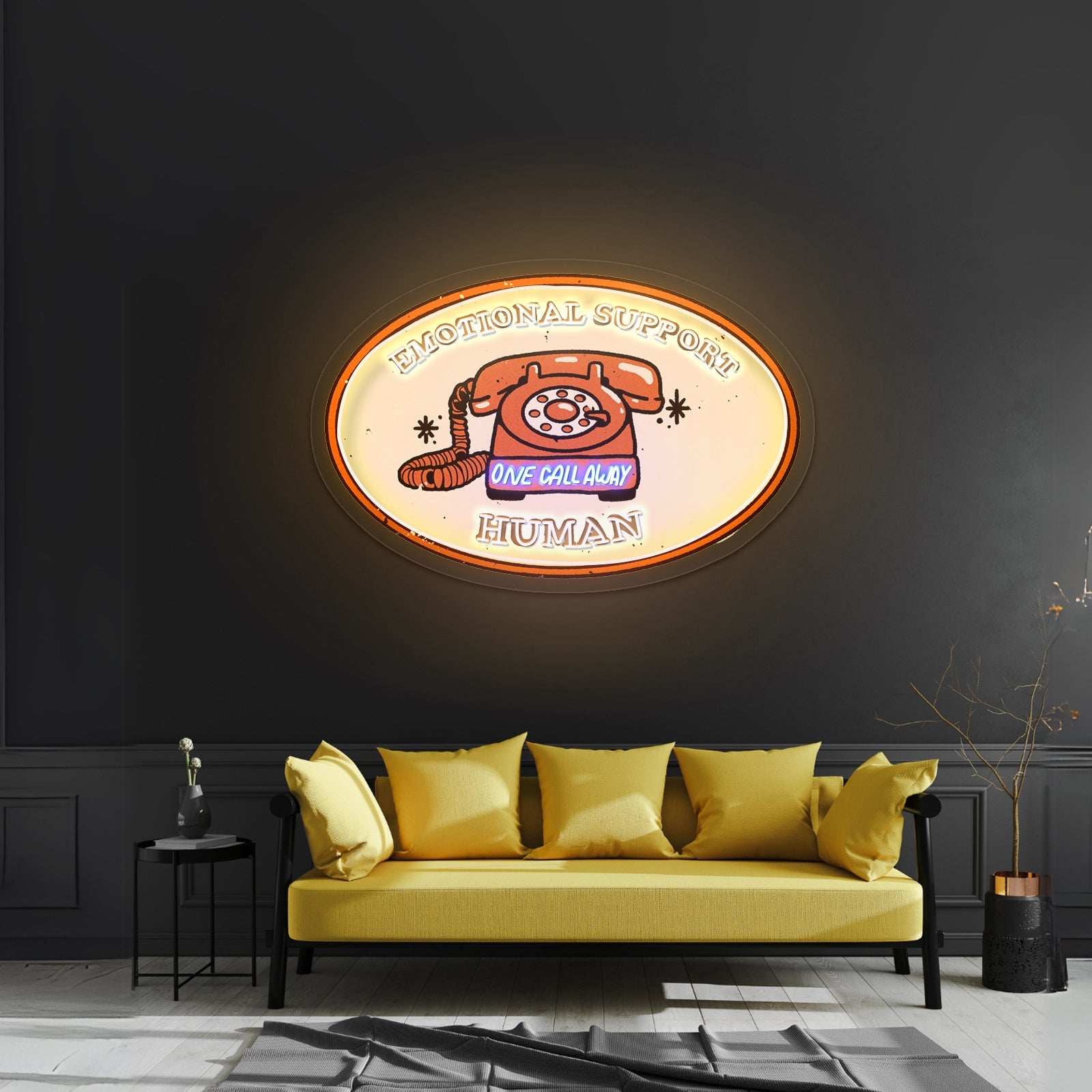 Emotional Support Human Phone Led Signs For Business - Shineneon
