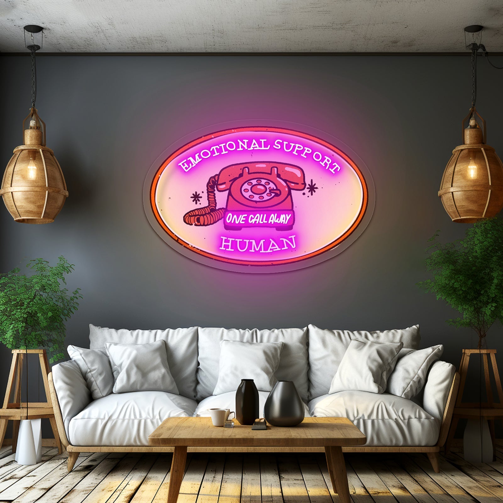 Emotional Support Human Phone Led Signs For Business - Shineneon
