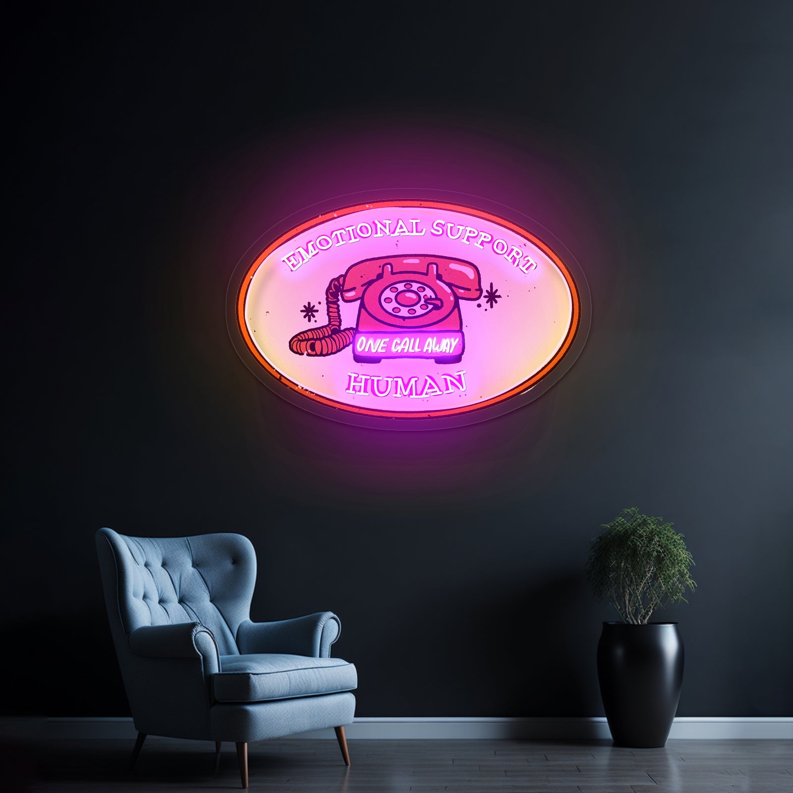 Emotional Support Human Phone Led Signs For Business