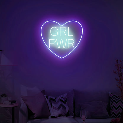 Empowerment Glows Grl Power With Heart Neon Art Sign | Shineneon