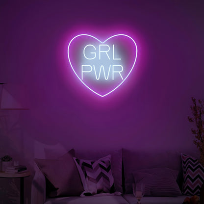Empowerment Glows Grl Power With Heart Neon Art Sign | Shineneon