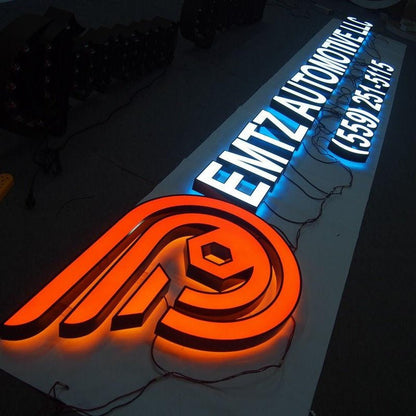 Emtz Automotive Llc 3D Front And Back Lit Letters Metal Led Sign - Shineneon