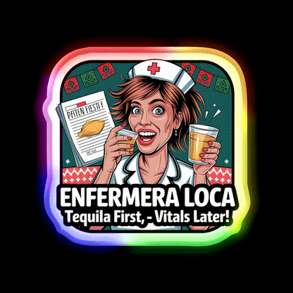 Enfermera Loca Funny Tequila Nurse Fiesta Party Drink Tequila Led Neon Sign Rgb Color - LED neon sign close-up detail