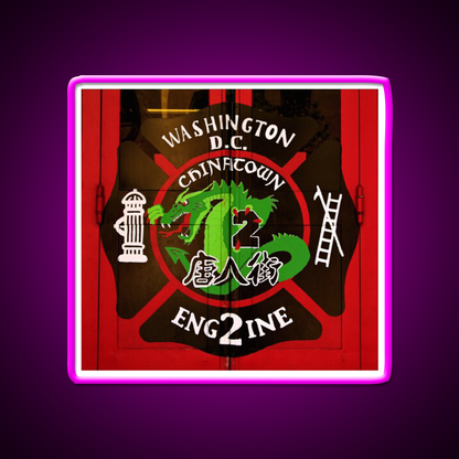 Engine 2 Asian Cultural Led Neon Sign Rgb Color - Neon sign mounted on wall in room