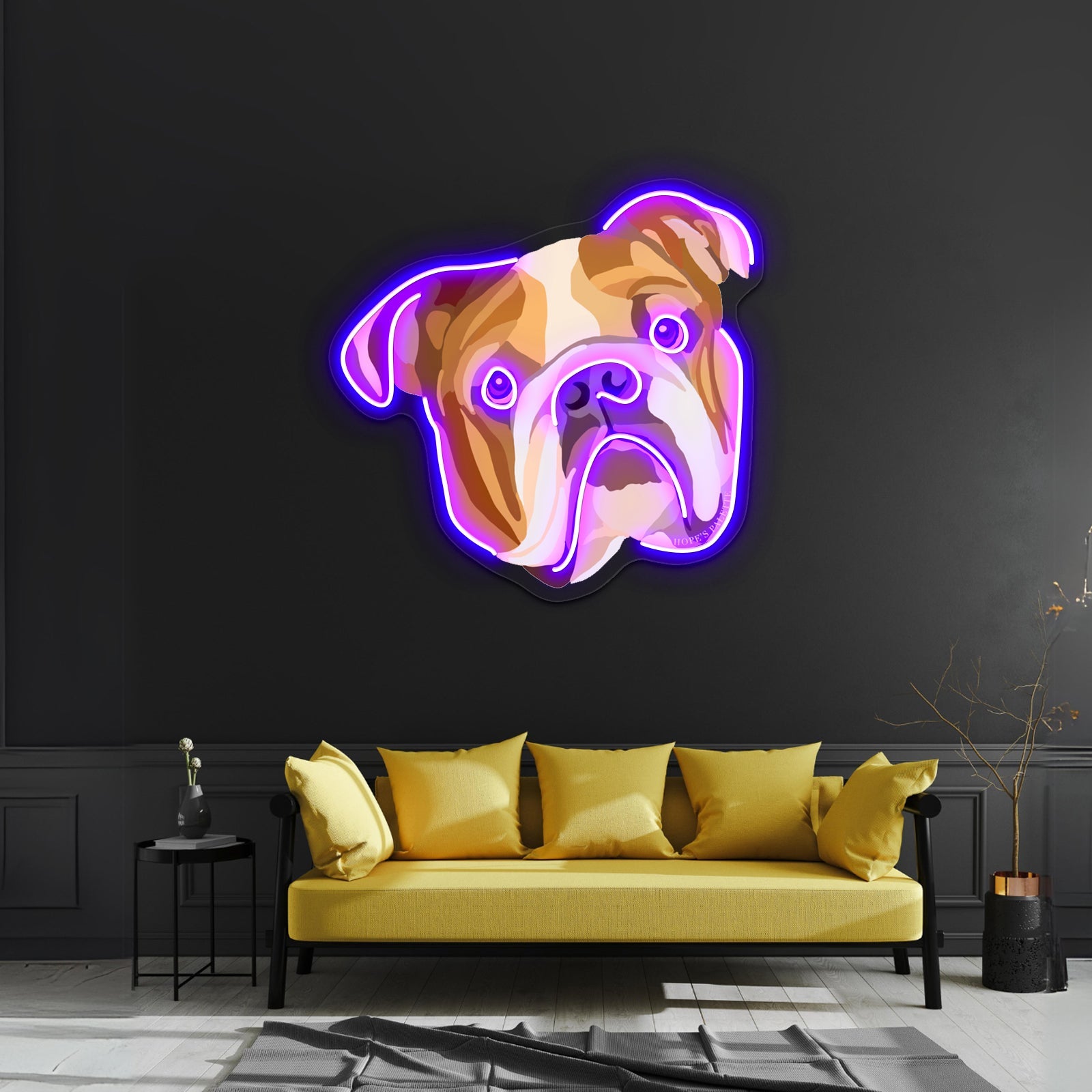 English Bulldog Illustration Artwork Custom Neon Led Sign - Shineneon