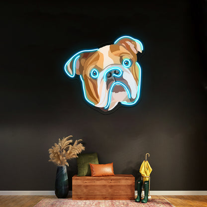 English Bulldog Illustration Artwork Custom Neon Led Sign
