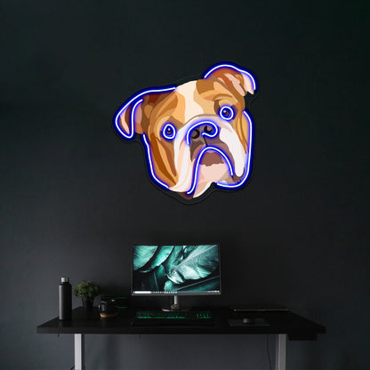 English Bulldog Illustration Artwork Custom Neon Led Sign