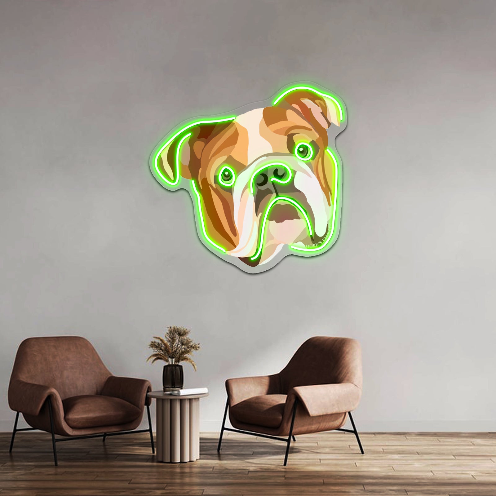 English Bulldog Illustration Artwork Custom Neon Led Sign