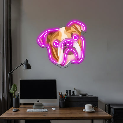 English Bulldog Illustration Artwork Custom Neon Led Sign