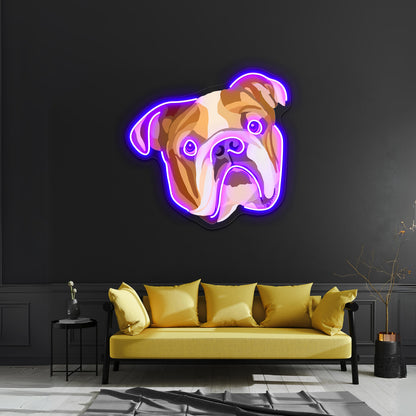 English Bulldog Illustration Artwork Custom Neon Led Sign