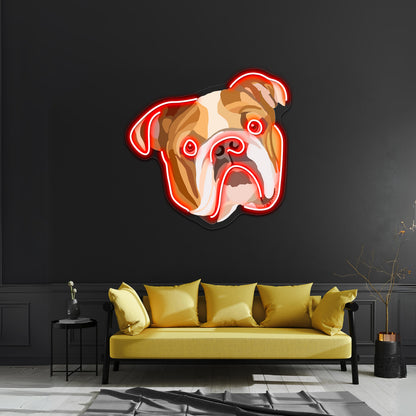 English Bulldog Illustration Artwork Custom Neon Led Sign
