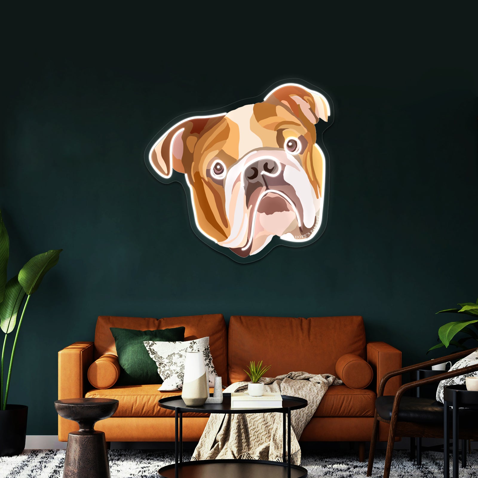 English Bulldog Illustration Artwork Custom Neon Led Sign