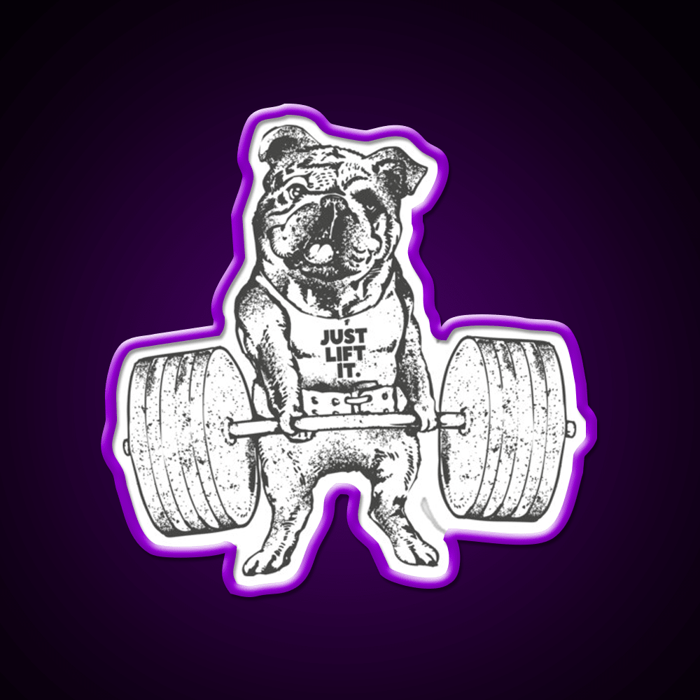 English Bulldog Lift Gym Fitness Led Neon Sign Rgb Color - Shineneon