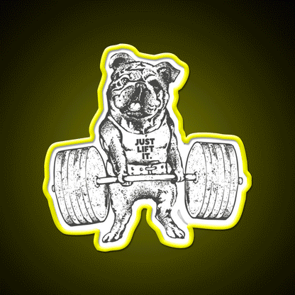 English Bulldog Lift Gym Fitness Led Neon Sign Rgb Color - Custom LED neon sign front view