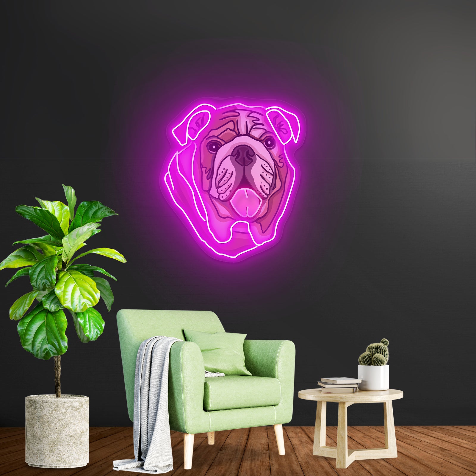 English Bulldog Neon Signs Aesthetic For Wall