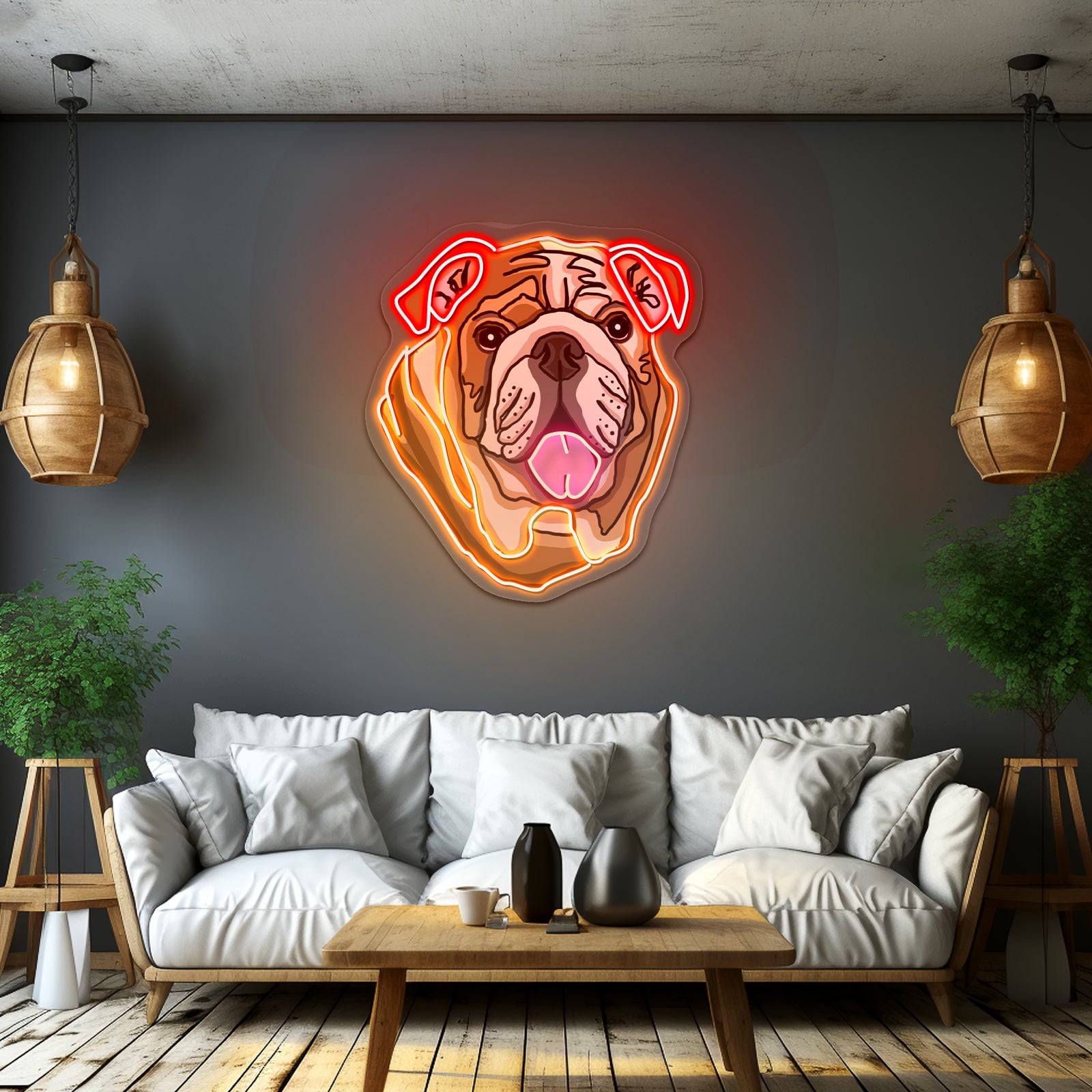 English Bulldog Neon Signs Aesthetic For Wall