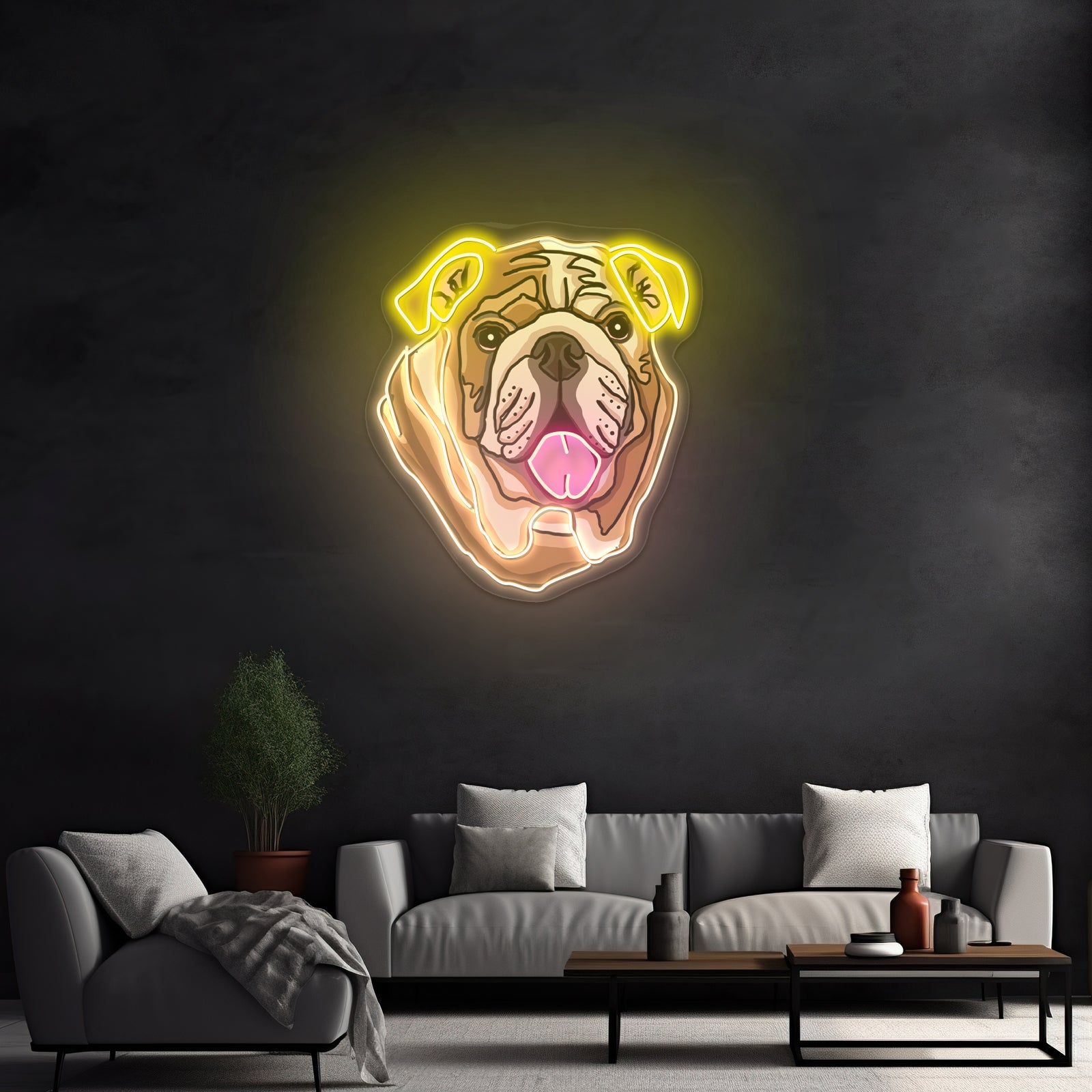 English Bulldog Neon Signs Aesthetic For Wall