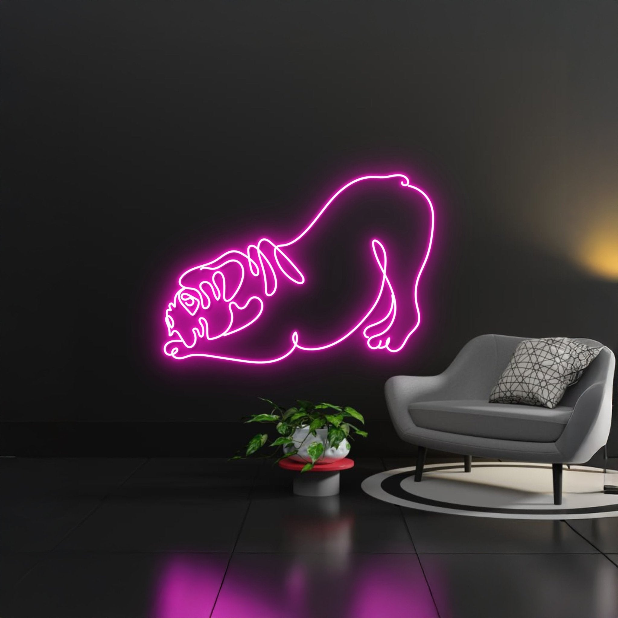 English Bulldog Yoga Pose Led Sign - Shineneon