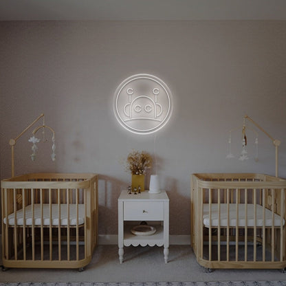 Enhance Any Space Little Robot With Circle Led Neon Sign - Shineneon