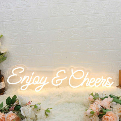Enjoy And Cheers Yellow Custom Led Neon Sign | Shineneon