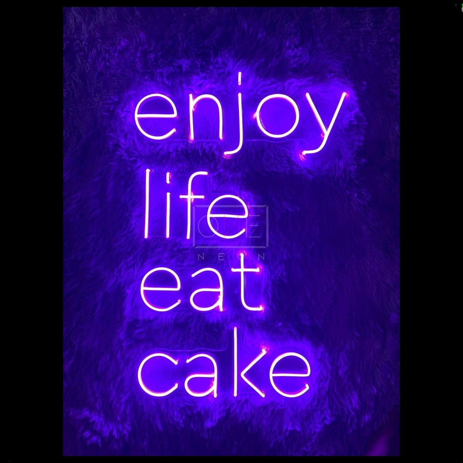 Enjoy Life Eat Cake Purple Led Neon Sign For Home Cafe Decor | Shineneon