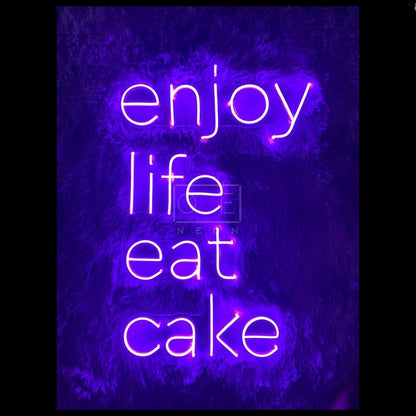 Enjoy Life Eat Cake Purple Led Neon Sign For Home Cafe Decor | Shineneon