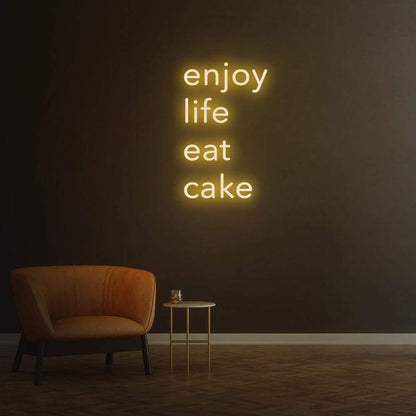 Enjoy Life Eat Cake Purple Led Neon Sign For Home Cafe Decor | Shineneon