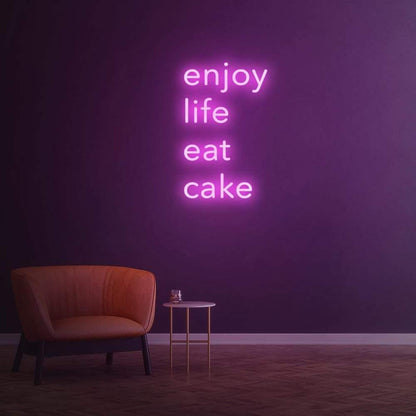 Enjoy Life Eat Cake Purple Led Neon Sign For Home Cafe Decor | Shineneon