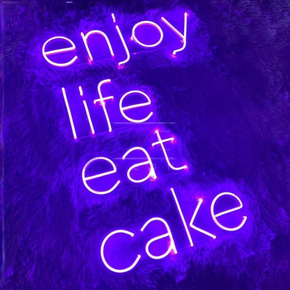 Enjoy Life Eat Cake Purple Led Neon Sign For Home Cafe Decor | Shineneon