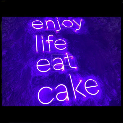 Enjoy Life Eat Cake Purple Led Neon Sign For Home Cafe Decor | Shineneon