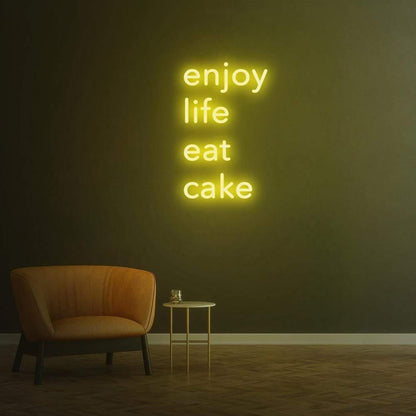 Enjoy Life Eat Cake Purple Led Neon Sign For Home Cafe Decor | Shineneon