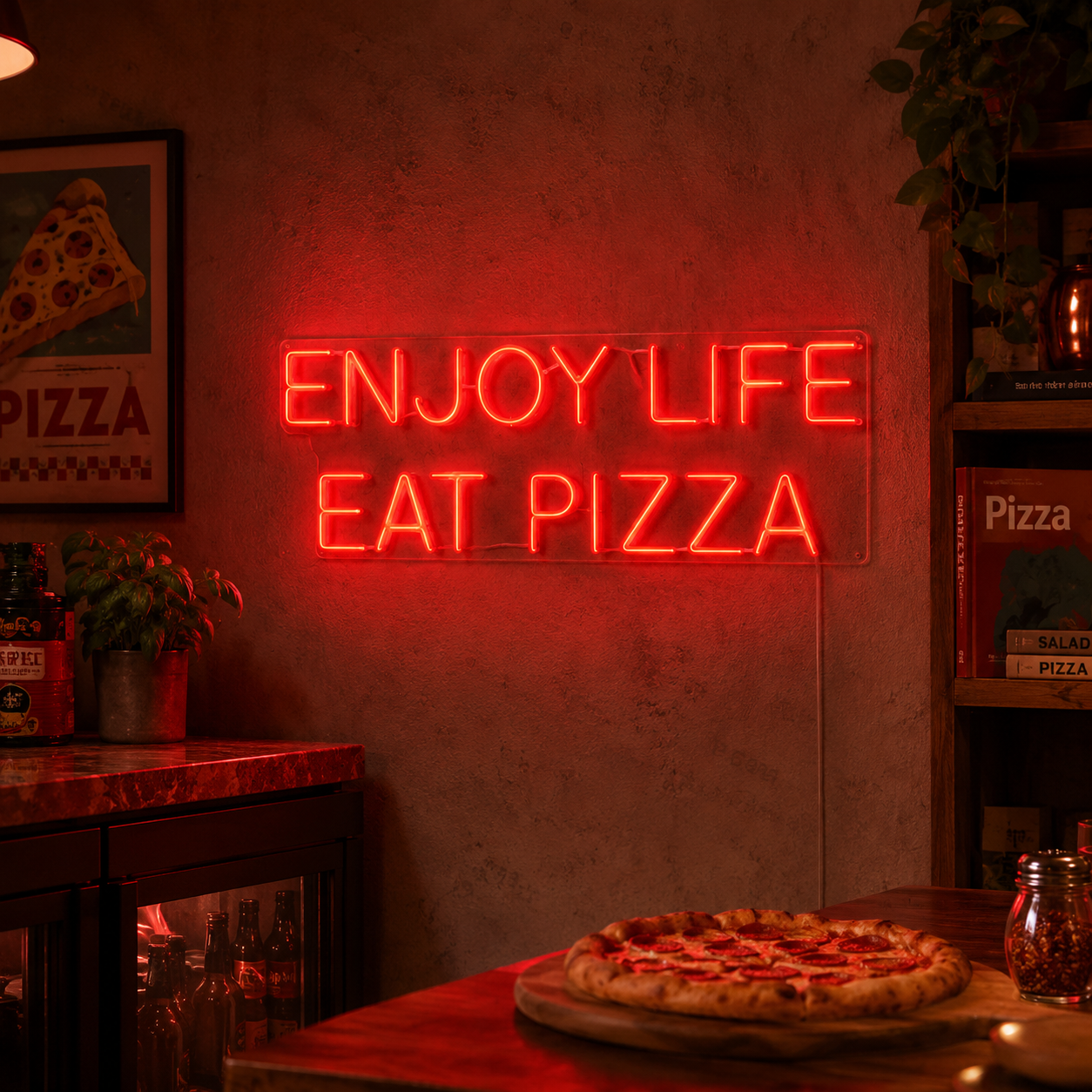 Enjoy Life Eat Pizza LED Neon Sign - 02 High-Converting Product Image