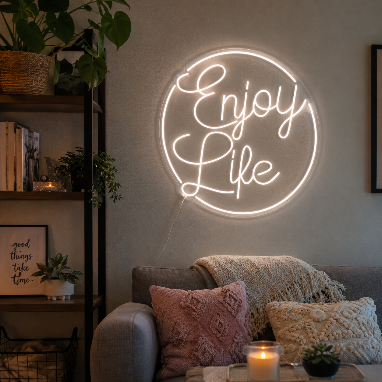 Enjoy Life Wall Decor LED Neon Sign - 03 Real Lifestyle Scene