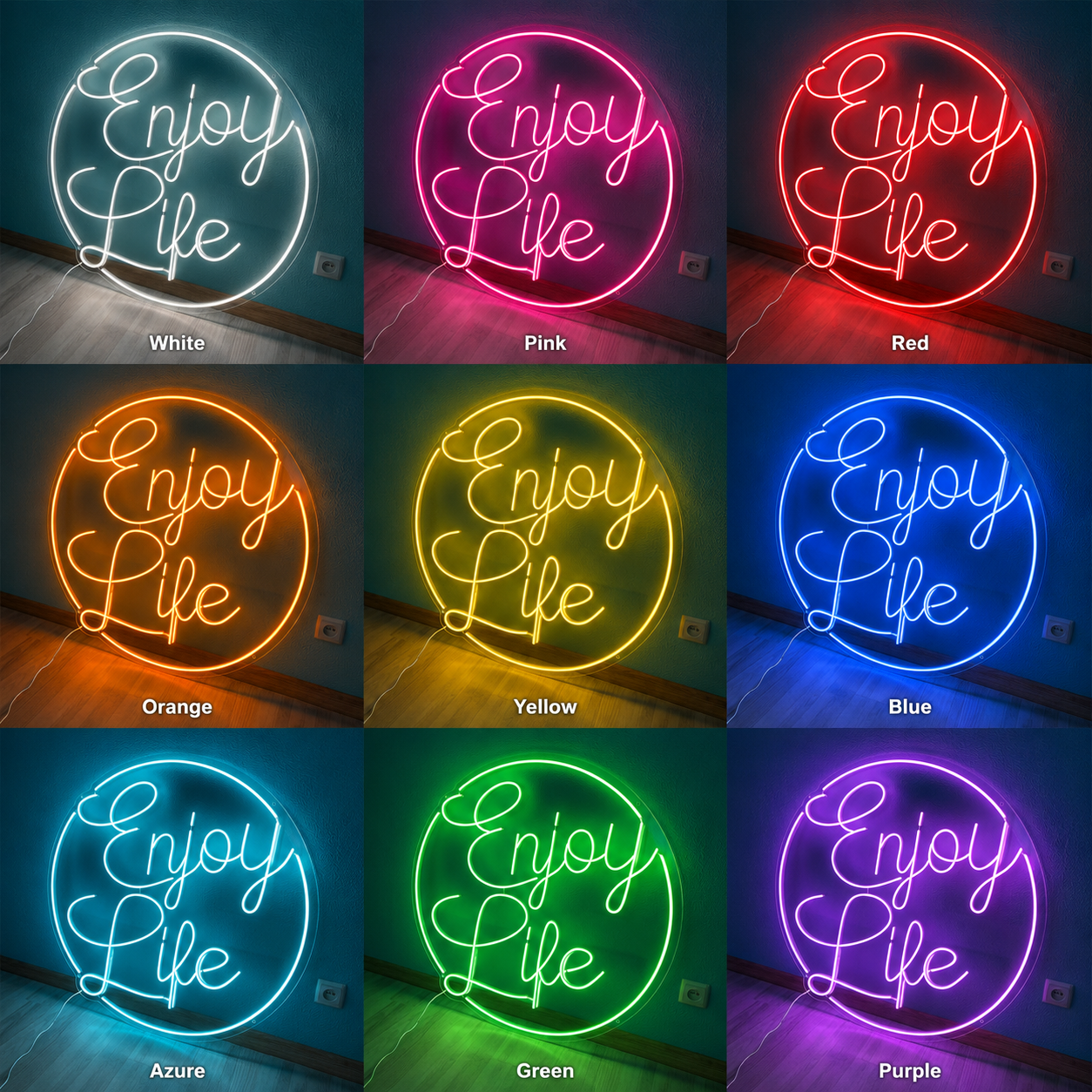 Enjoy Life Wall Decor LED Neon Sign - 05 Color Grid