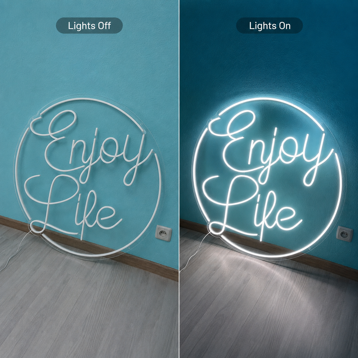 Enjoy Life Wall Decor LED Neon Sign - 06 Day Night Comparison