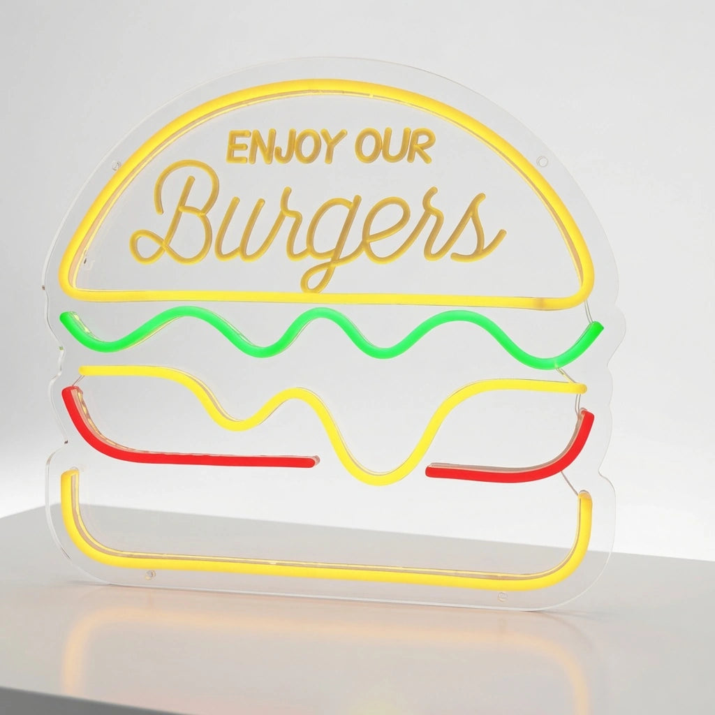 Enjoy Our Burgers Wall Decor LED Neon Sign - 01 Original Product Image