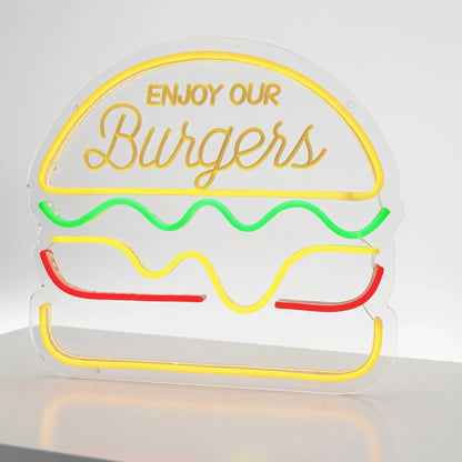 Enjoy Our Burgers Wall Decor LED Neon Sign - 01 Original Product Image