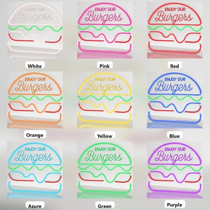 Enjoy Our Burgers Wall Decor LED Neon Sign - 05 Color Grid