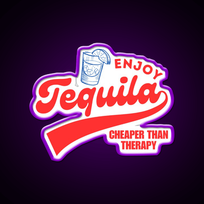 Enjoy Tequila Cheaper Than Therapy Party Drink Tequila Led Neon Sign Rgb Color - Shineneon
