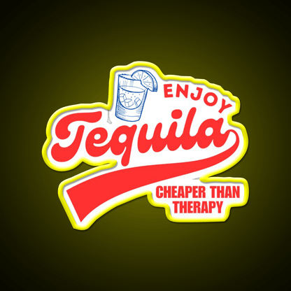 Enjoy Tequila Cheaper Than Therapy Party Drink Tequila Led Neon Sign Rgb Color - Shineneon